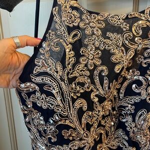Navy and Rose Gold Formal Dress